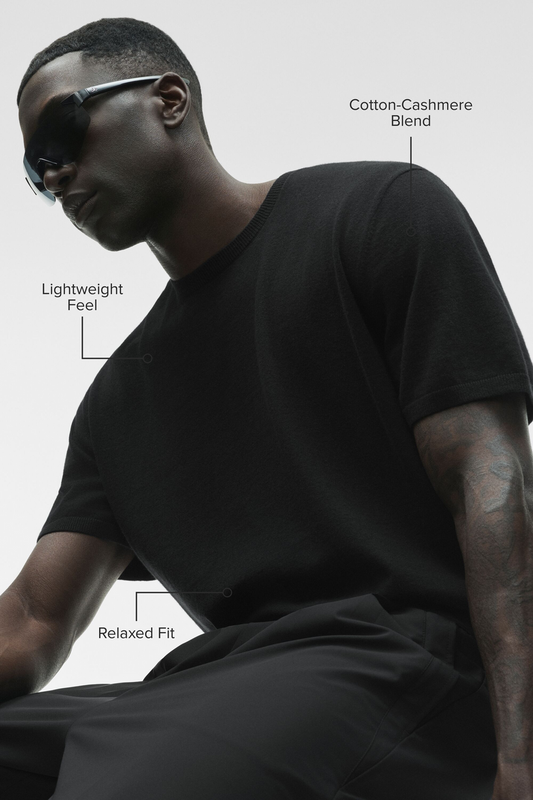 Cotton Cashmere Ever Soft Short Sleeve Crew - Black