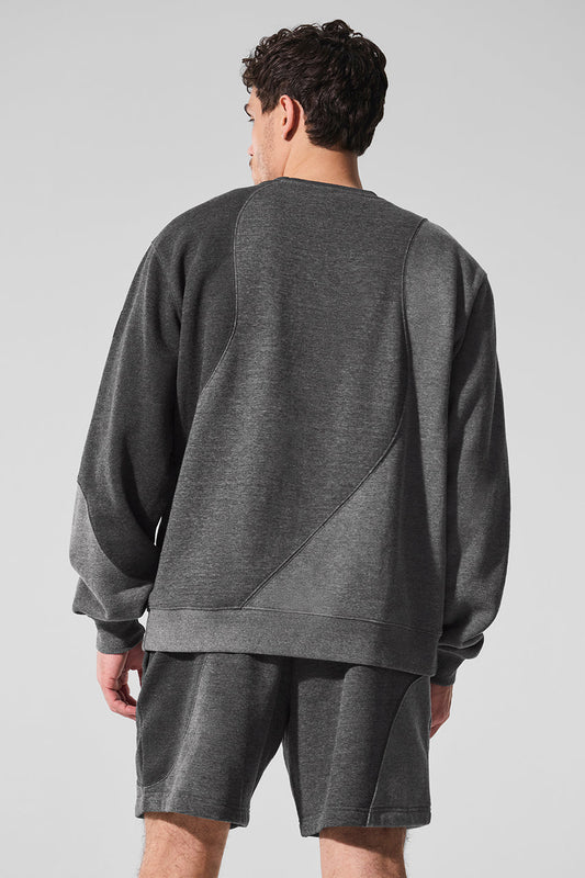 Make Waves Crew Neck Pullover - Dark Heather Grey Tonal
