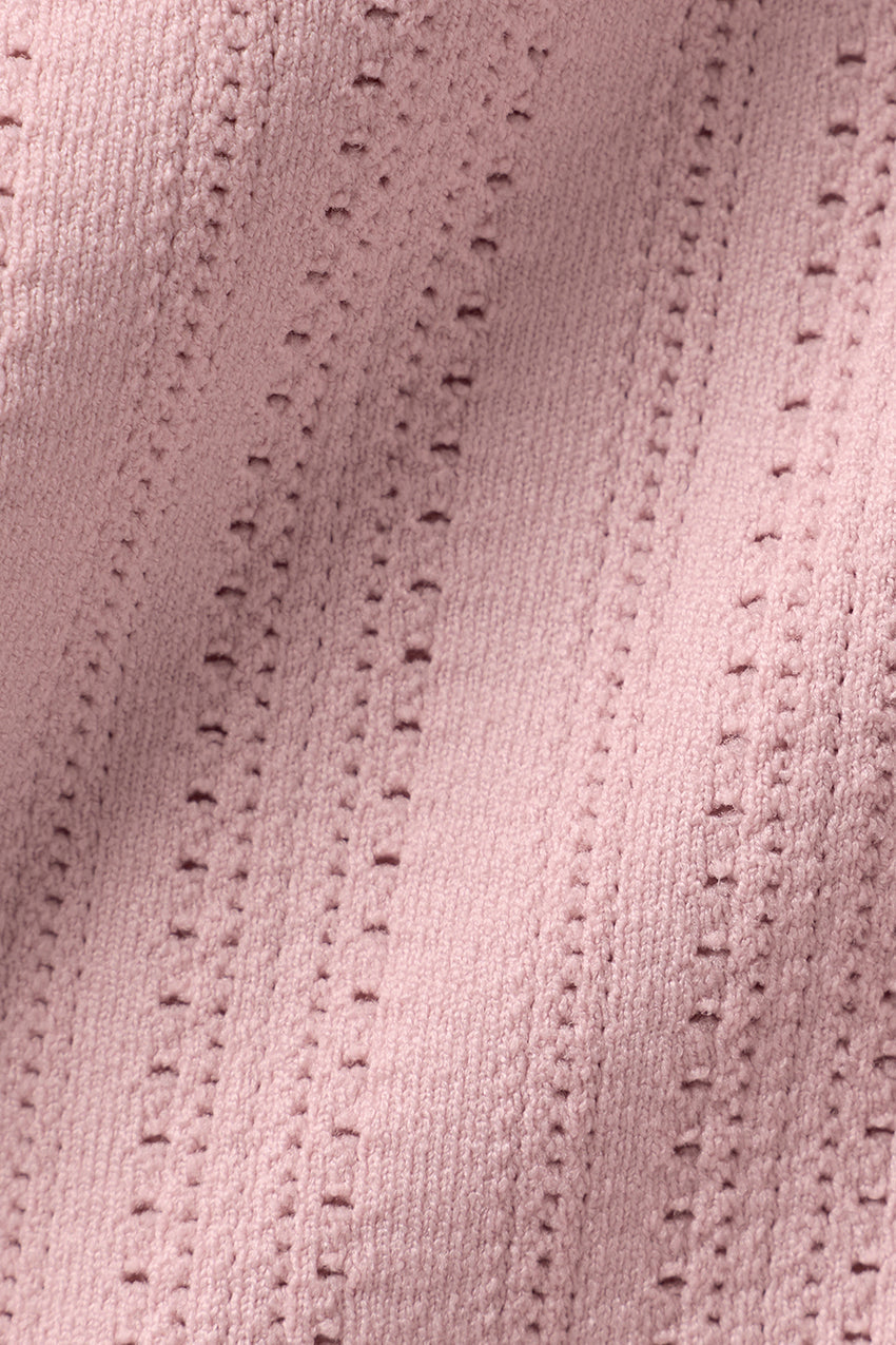 Seamless Pointelle Mock Neck Short Sleeve - Vintage Pink