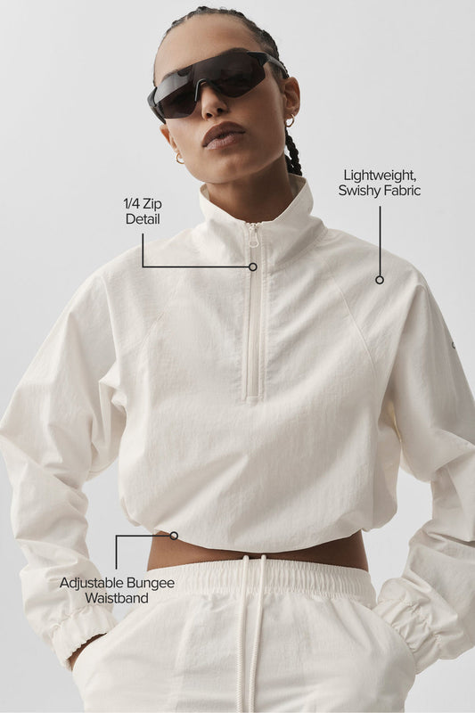 Cropped 1/4 Zip Alumni Pullover - Ivory