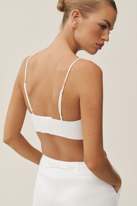 Linen Blend Riviera Bra - White