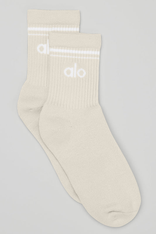 Unisex Half-Crew Throwback Sock - Bone/White