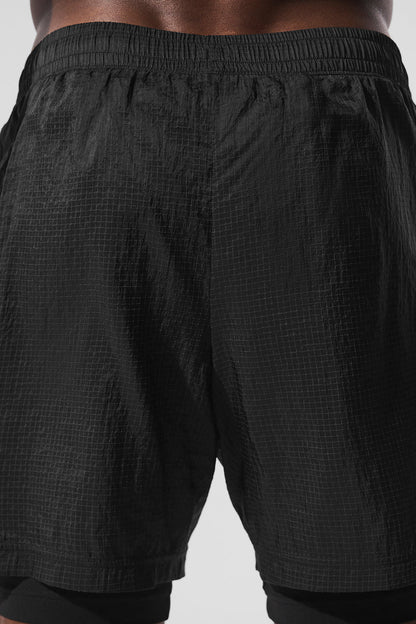5" Game Time Ripstop 2-In-1 Short - Black/Black