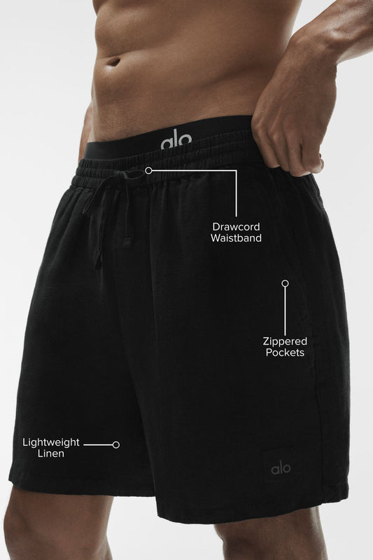 7" Linen Days Short - Black