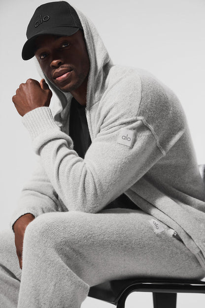 Wool Cashmere New Class Full Zip Hoodie - Pearl Grey Heather