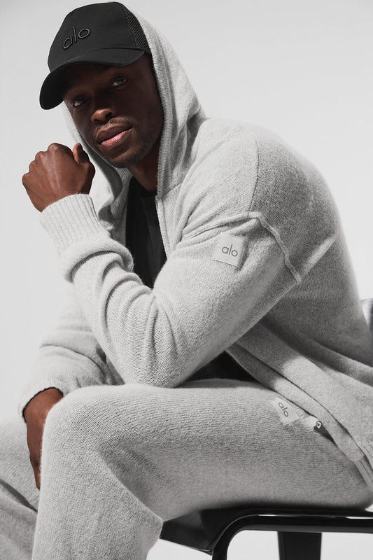 Wool Cashmere New Class Full Zip Hoodie - Pearl Grey Heather