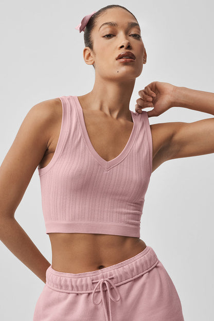 Seamless Pointelle Tank - Vintage Pink