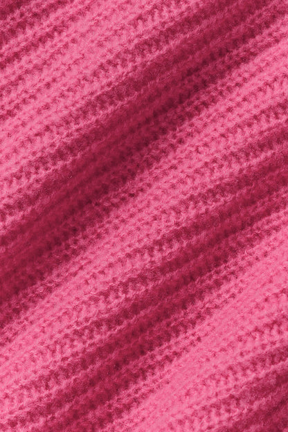 Wool Cashmere Ribbed Noble Full Zip Hoodie - Paradise Pink