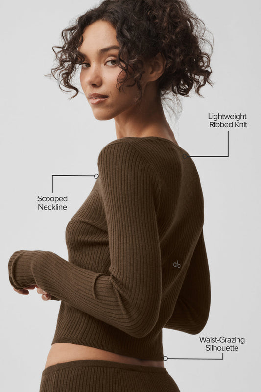 Sweater Knit Unwind Long Sleeve - Espresso