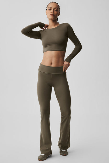 Alosoft Crop Finesse Long Sleeve - Olive Tree