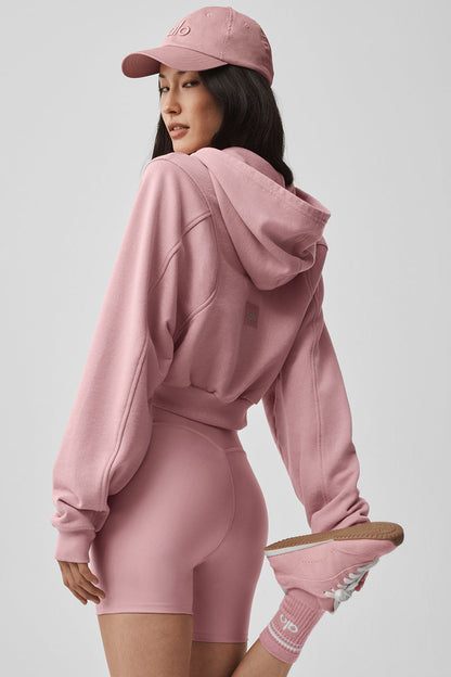 Sweet Escape Zip Up Hoodie - Vintage Pink