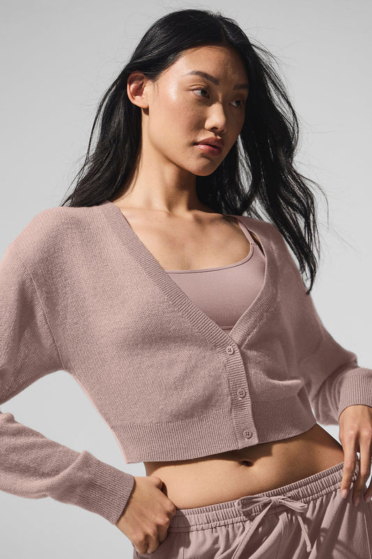 Sheer Cashmere Cropped Cardigan - Taupe