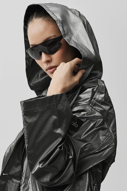 Metallic Break Line Trench - Silver Metallic