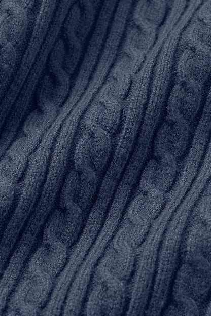 Mini Cable High-Waist Sweater Short - Navy