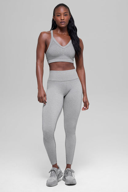 Seamless Two Tone Rib Bra - Light Misty Grey Heather